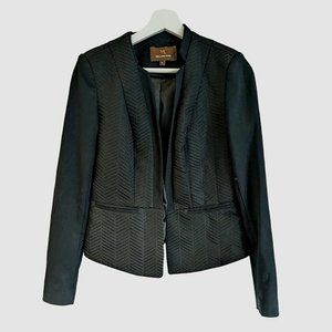 MELANIE LYNE Black Blazer Chevron Pattern size 2